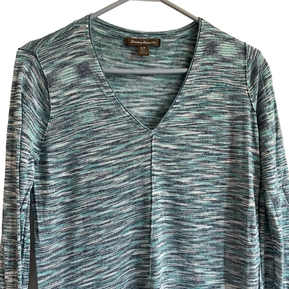 Tommy Bahama Blue Linen Blend Lightweight Sweater Top, Size S - Picture 2 of 6